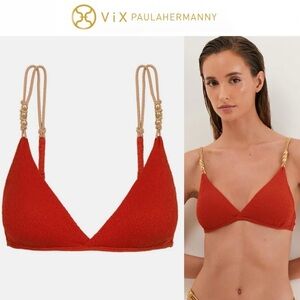 ViX Paula Hermanny Firenze Paige Kira Top in Rubby Red Bikini Top Sz M 148$